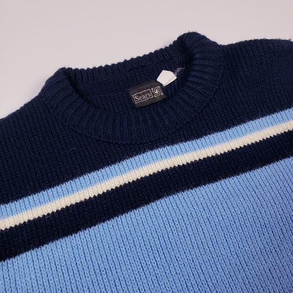 Vintage 90's Sears Ribbed Textured Woven Pullover Crewneck Sweater - Picture 3 of 3